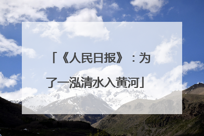 《人民日报》：为了一泓清水入黄河