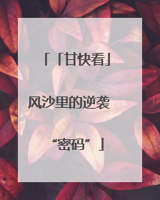 「甘快看」风沙里的逆袭“密码”