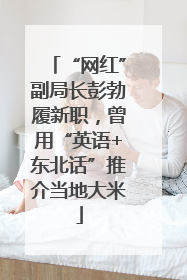 “网红”副局长彭勃履新职，曾用“英语+东北话”推介当地大米