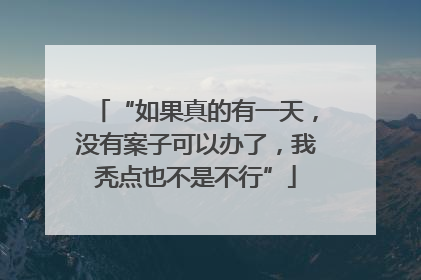 “如果真的有一天，没有案子可以办了，我秃点也不是不行”