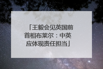 王毅会见英国前首相布莱尔：中英应体现责任担当