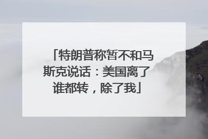 特朗普称暂不和马斯克说话：美国离了谁都转，除了我