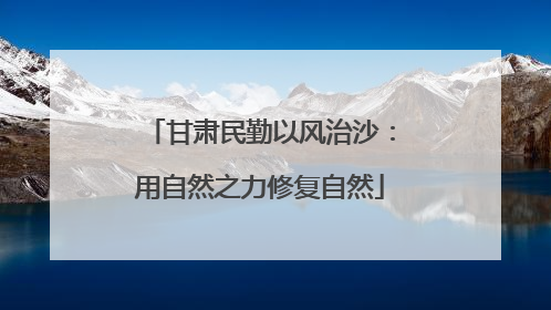 甘肃民勤以风治沙：用自然之力修复自然