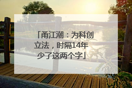 甬江潮：为科创立法，时隔14年少了这两个字