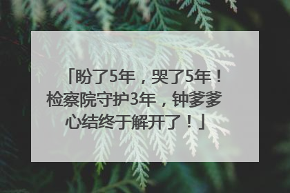 盼了5年，哭了5年！检察院守护3年，钟爹爹心结终于解开了！