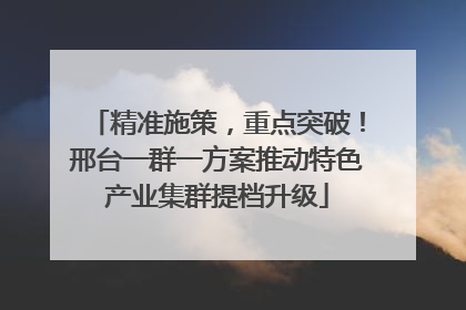 精准施策，重点突破！邢台一群一方案推动特色产业集群提档升级