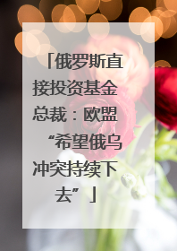 俄罗斯直接投资基金总裁：欧盟“希望俄乌冲突持续下去”