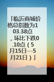 临沂商城价格总指数为103.38点，环比下跌0.10点（5月15日—5月21日）