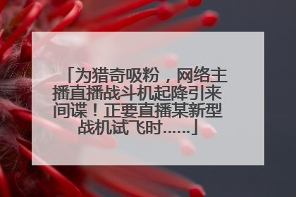 为猎奇吸粉，网络主播直播战斗机起降引来间谍！正要直播某新型战机试飞时……