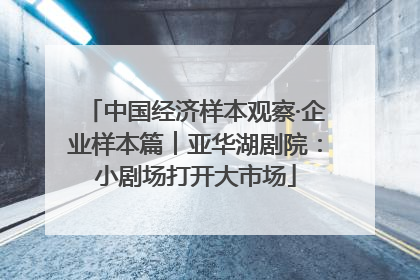 中国经济样本观察·企业样本篇︱亚华湖剧院：小剧场打开大市场