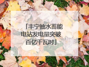 丰宁抽水蓄能电站发电量突破百亿千瓦时