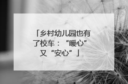 乡村幼儿园也有了校车：“暖心”又“安心”