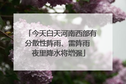 今天白天河南西部有分散性阵雨、雷阵雨 夜里降水将增强