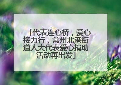 代表连心桥，爱心接力行，常州北港街道人大代表爱心捐助活动再出发