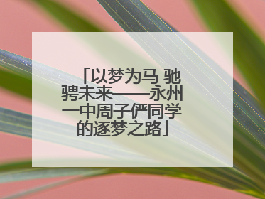 以梦为马 驰骋未来——永州一中周子俨同学的逐梦之路