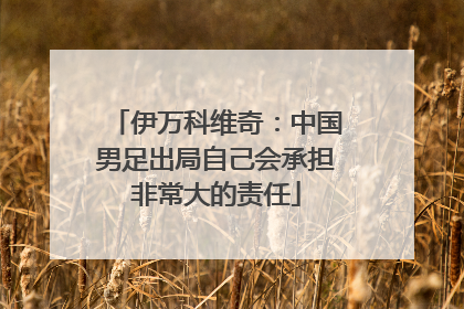 伊万科维奇：中国男足出局自己会承担非常大的责任