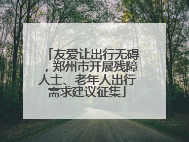 友爱让出行无碍，郑州市开展残障人士、老年人出行需求建议征集