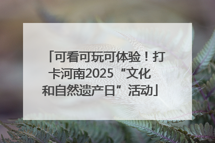 可看可玩可体验！打卡河南2025“文化和自然遗产日”活动