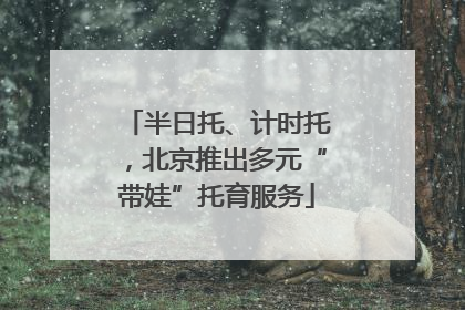 半日托、计时托，北京推出多元“带娃”托育服务