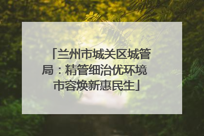 兰州市城关区城管局：精管细治优环境 市容焕新惠民生