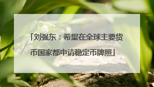 刘强东：希望在全球主要货币国家都申请稳定币牌照