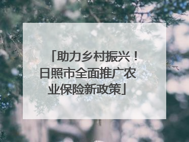 助力乡村振兴！日照市全面推广农业保险新政策