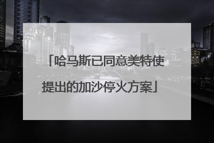 哈马斯已同意美特使提出的加沙停火方案