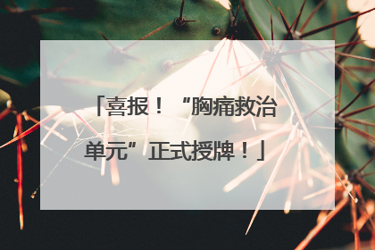 喜报！“胸痛救治单元”正式授牌！