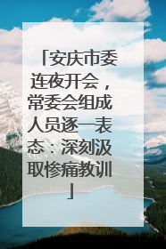 安庆市委连夜开会，常委会组成人员逐一表态：深刻汲取惨痛教训