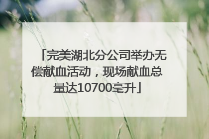 完美湖北分公司举办无偿献血活动，现场献血总量达10700毫升