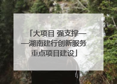 大项目 强支撑——湖南建行创新服务重点项目建设