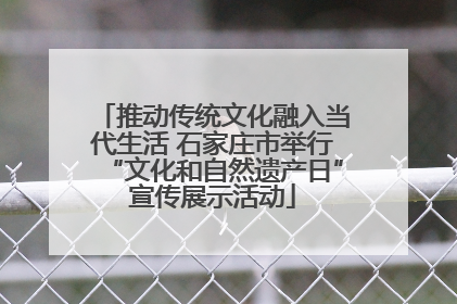 推动传统文化融入当代生活 石家庄市举行“文化和自然遗产日”宣传展示活动