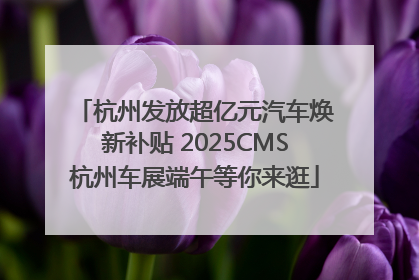 杭州发放超亿元汽车焕新补贴 2025CMS杭州车展端午等你来逛