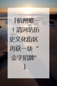 杭州唯一！清河坊历史文化街区再获一块“金字招牌”