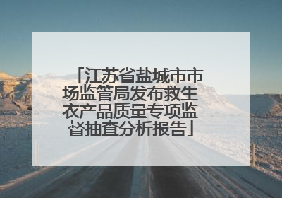 江苏省盐城市市场监管局发布救生衣产品质量专项监督抽查分析报告