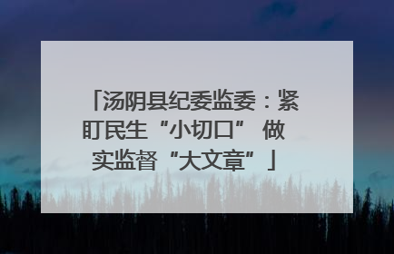 汤阴县纪委监委：紧盯民生“小切口” 做实监督“大文章”
