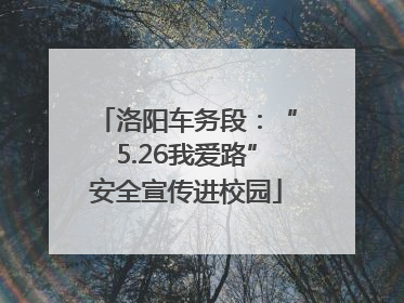 洛阳车务段：“5.26我爱路”安全宣传进校园