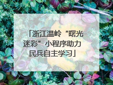 浙江温岭“曙光迷彩”小程序助力民兵自主学习