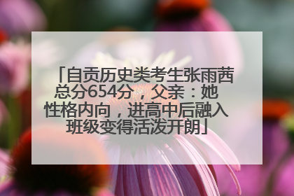 自贡历史类考生张雨茜总分654分，父亲：她性格内向，进高中后融入班级变得活泼开朗