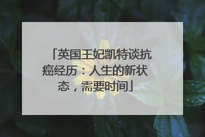 英国王妃凯特谈抗癌经历：人生的新状态，需要时间