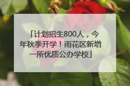 计划招生800人，今年秋季开学！雨花区新增一所优质公办学校