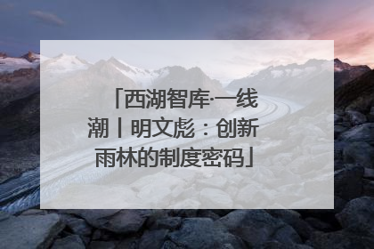 西湖智库·一线潮丨明文彪：创新雨林的制度密码