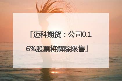 迈科期货：公司0.16%股票将解除限售