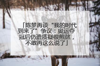 陈梦再谈“我的时代到来了”争议：奥运夺冠后仍遭质疑很煎熬，不敢再这么说了