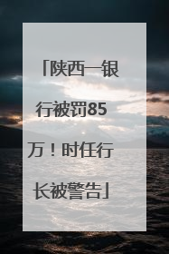陕西一银行被罚85万！时任行长被警告