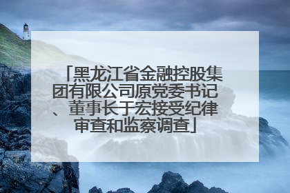 黑龙江省金融控股集团有限公司原党委书记、董事长于宏接受纪律审查和监察调查