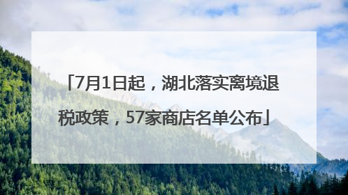 7月1日起，湖北落实离境退税政策，57家商店名单公布