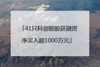 41只科创板股获融资净买入超1000万元
