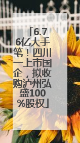 6.76亿大手笔！四川一上市国企，拟收购泸州弘盛100%股权