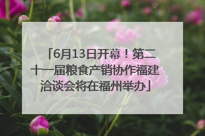 6月13日开幕！第二十一届粮食产销协作福建洽谈会将在福州举办